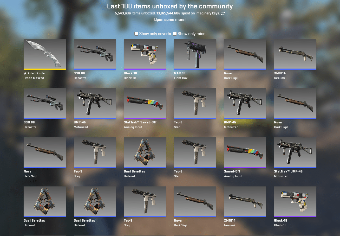 Global unbox history counter strike case simulator